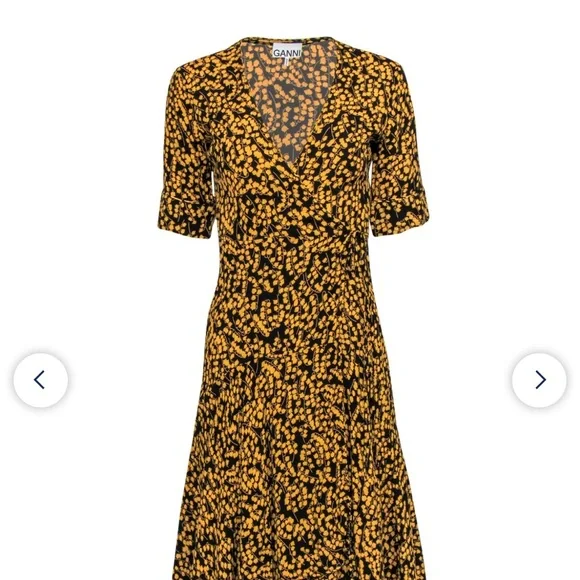 knee length dresses for ladies GANNI Green Floral Print Wrap Dress Size S – alineconsignment